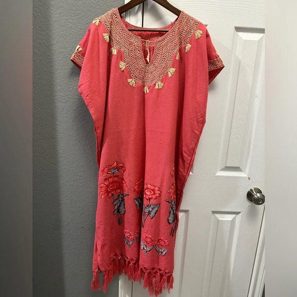 Dresses & Skirts - Coral Boho Handmade Kaftan One Size Maxi Dress